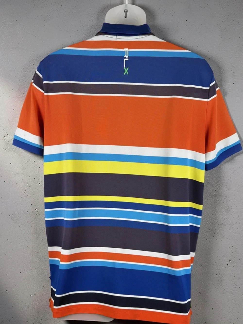 Ralph Lauren RLX Multicolor Striped Polo - Blue, Orange & Yellow Size L